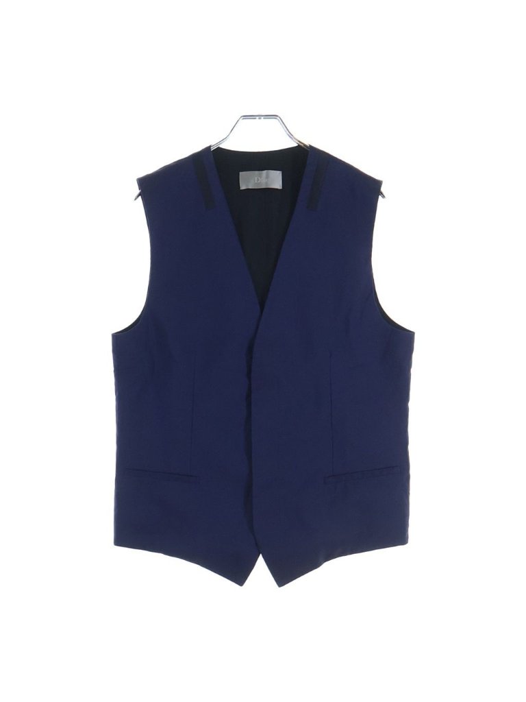 Dior Homme Satin Line Contrast Color Gilet Vest Navy
